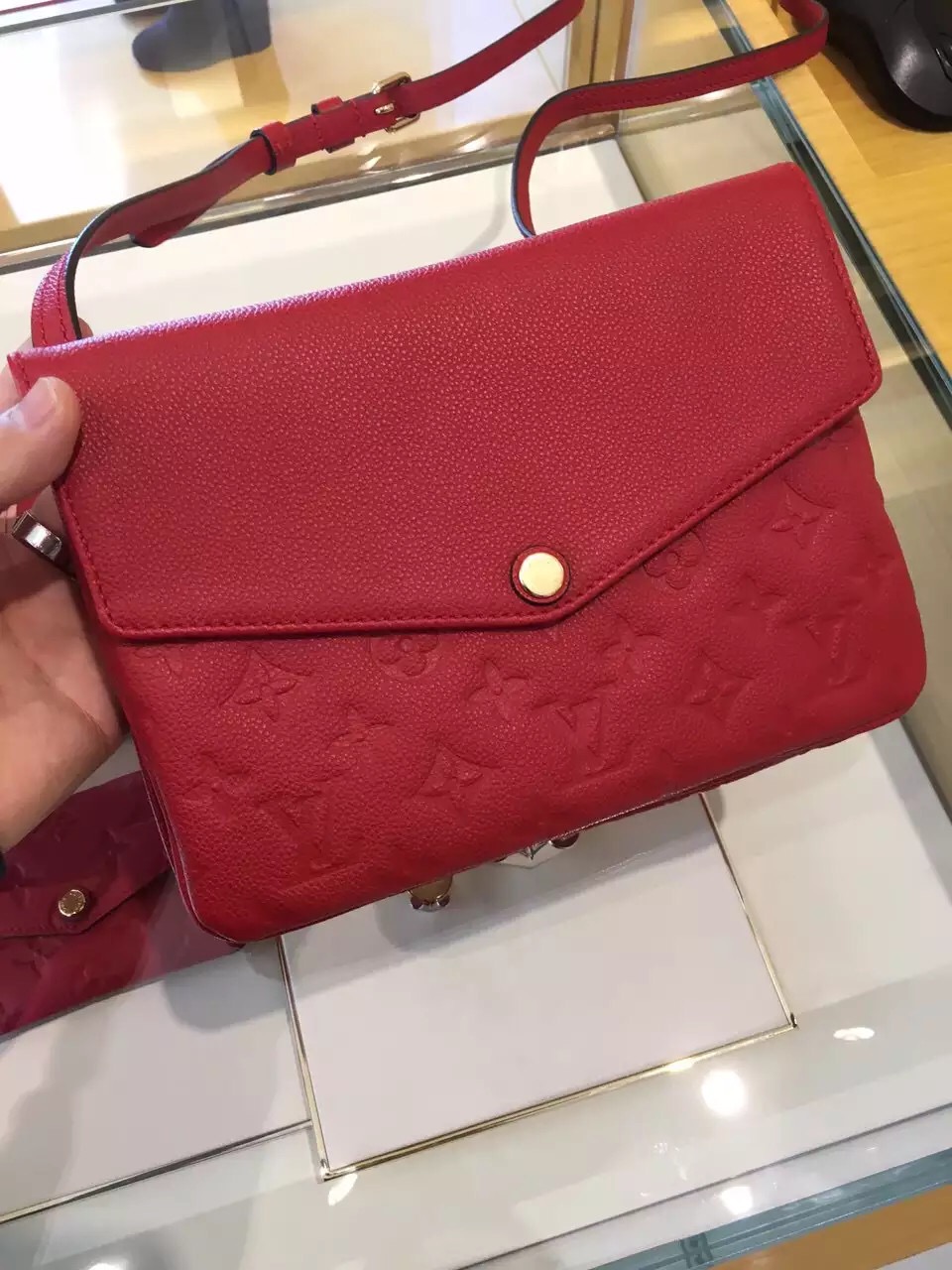 Real Louis Vuitton Monogram Empreinte Clutch M50261 Dahlia